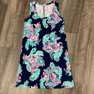 Lilly Pulitzer Navy Tropical Palace Print Sleeveless Shift Dress